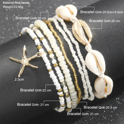 Bohemian Starfish Anklet Set – Summer Beach Shell Jewelry - Oria Jewel