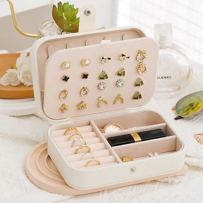 Portable Jewelry Storage Box Travel Organizer Jewelry Case Leather Storage Earrings Necklace Ring Jewelry Organizer Display - Oria Jewel