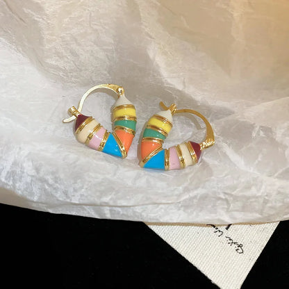Candy Colorful Heart Hollow Hoop Earrings for Women Korean Sweet Design Sense Ear Buckle Cute Fashion Temperament Party Jewelry - Oria Jewel