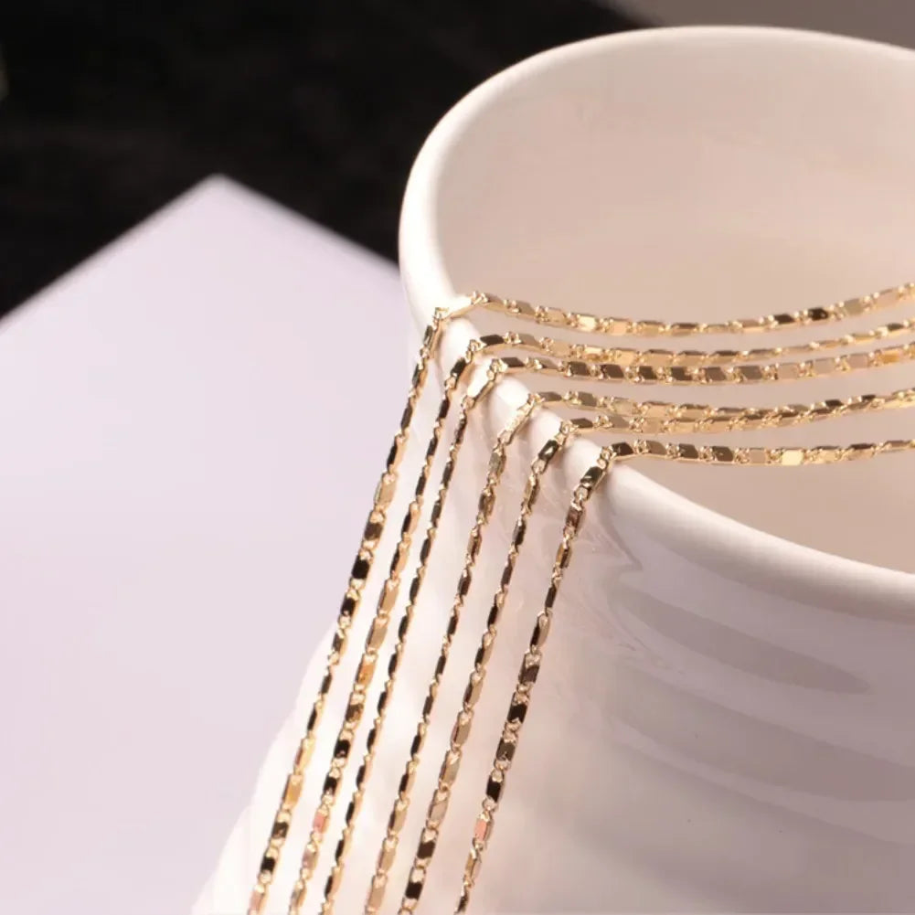 Gold Flat Chain Necklace - Oria Jewel