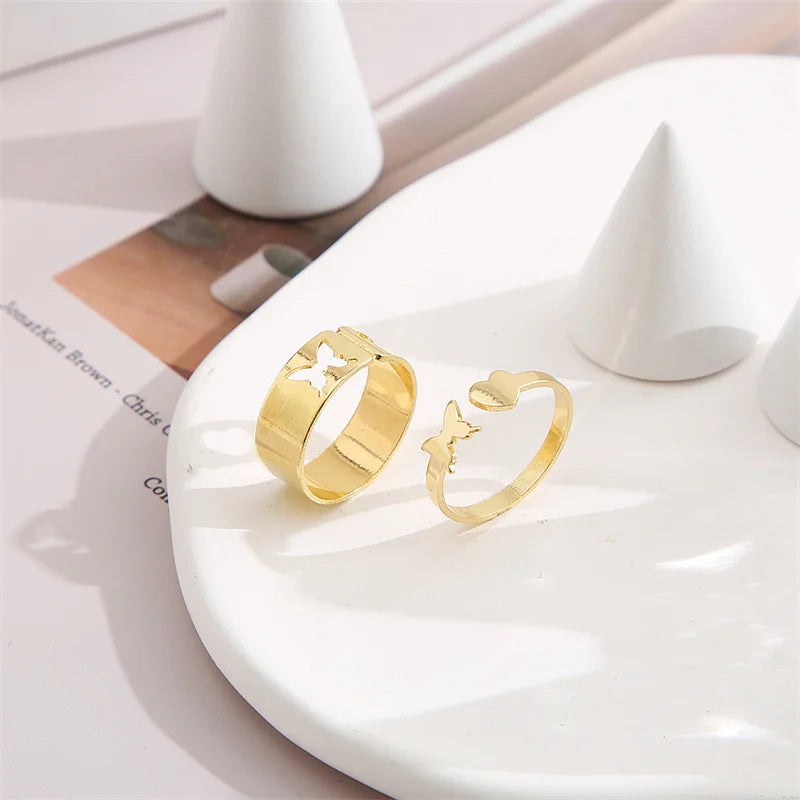 Bohemian Butterfly Pearl Rings Set for Women Shine Pearl Gothic Vintage Plated Retro Rhinestone Simple Finger Jewelry Gift - Oria Jewel