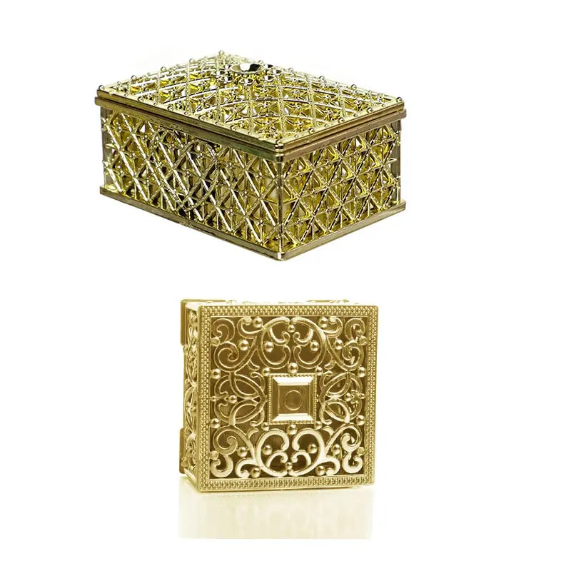 2 PCs Mini Treasure Storage Jewelry Box Silver-color Hollow Flower Pattern Jewelry Case Boxes for Necklace Earring Ring - Oria Jewel
