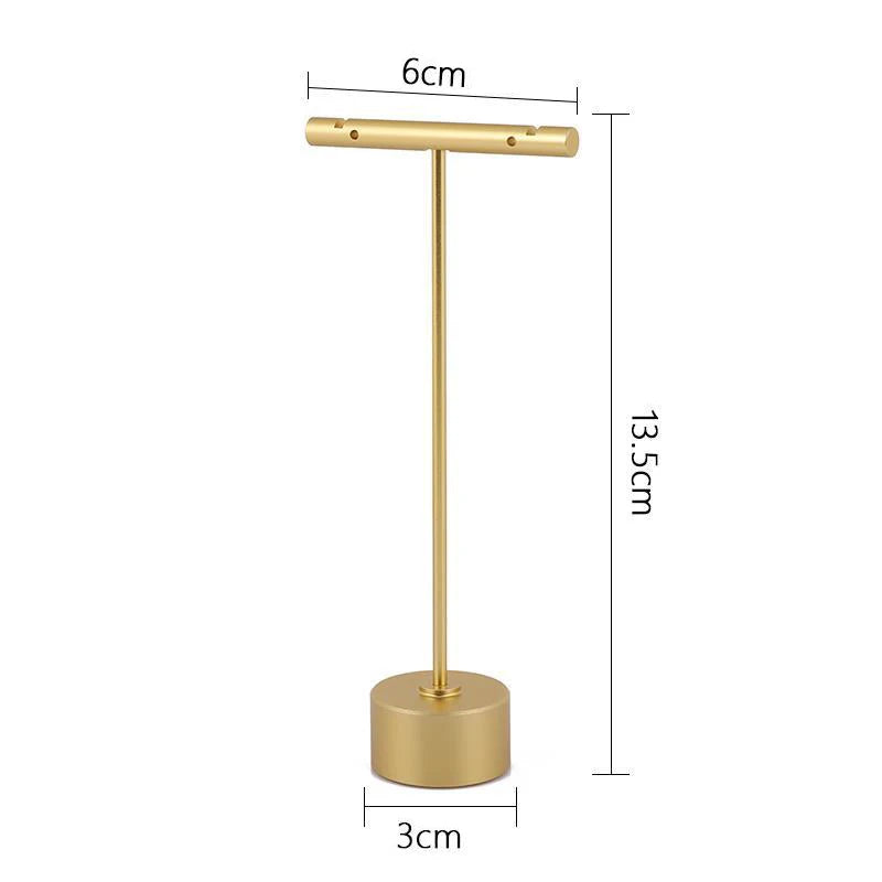 Gold Metal Hand Ring Holder Finger Jewelry Tower Earring T Bar Shelf Hanging Display Stand Ear Studs Storage Organizer Hole Rack - Oria Jewel