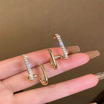 Crystal Curve Studs - Oria Jewel