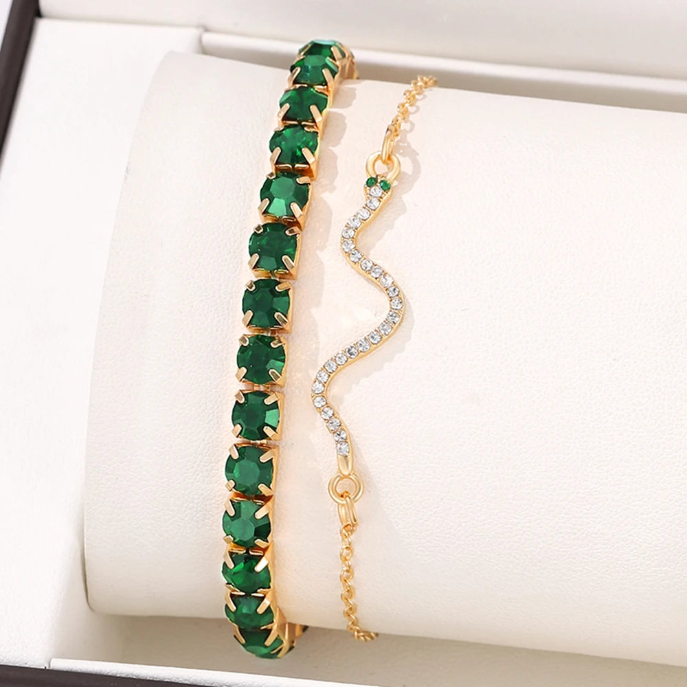 Retro Green Bracelet Set - Oria Jewel