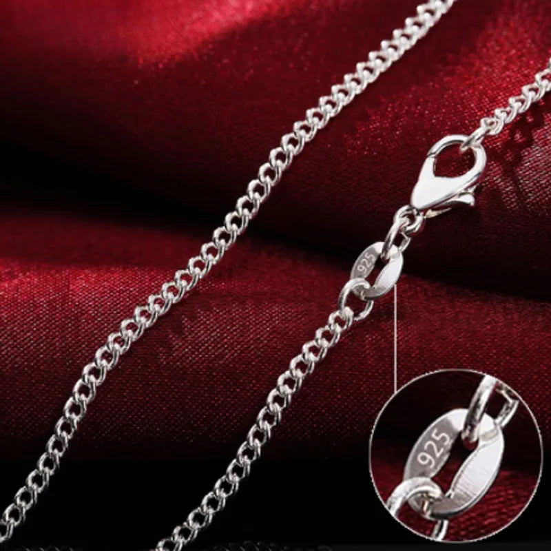 925 Sterling Silver 2MM Chain Necklace for Men &amp; Women - Oria Jewel