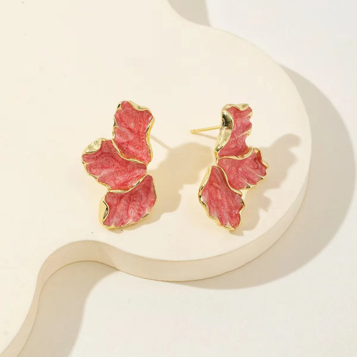 Cream Epoxy Flower Earrings - Oria Jewel