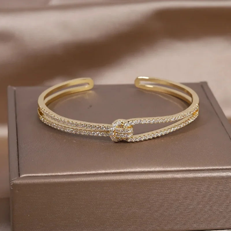 Gold X Cuff Bracelet - Oria Jewel