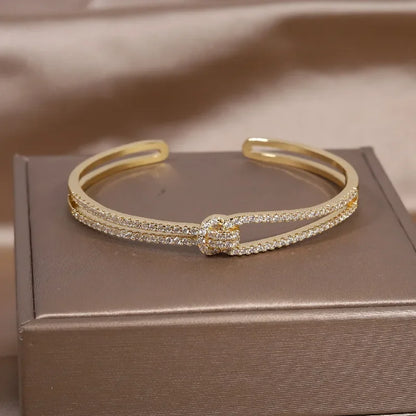 Gold X Cuff Bracelet - Oria Jewel