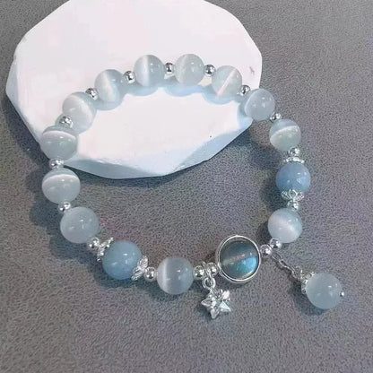 Blue Moonstone Bead Bracelet - Oria Jewel