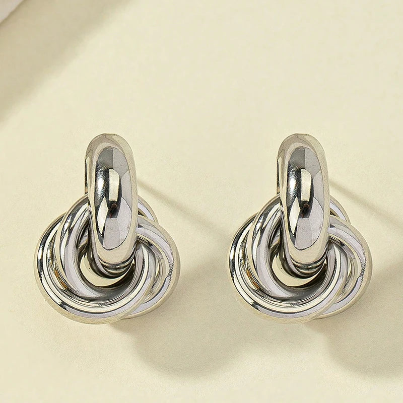 Obega Gold SIlver Color Knot Hoop Earring For Women Shiny Plating Trendy Earring Stud Cute Daily Wear Jewelry - Oria Jewel