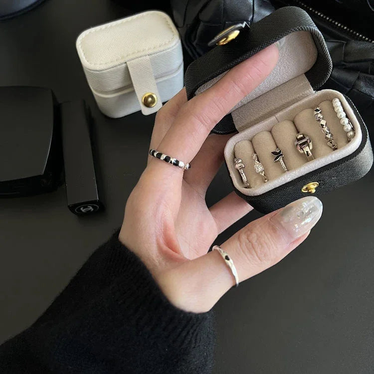 Elegant small portable jewelry box in soft pastel color with zipper design | Oria Jewel