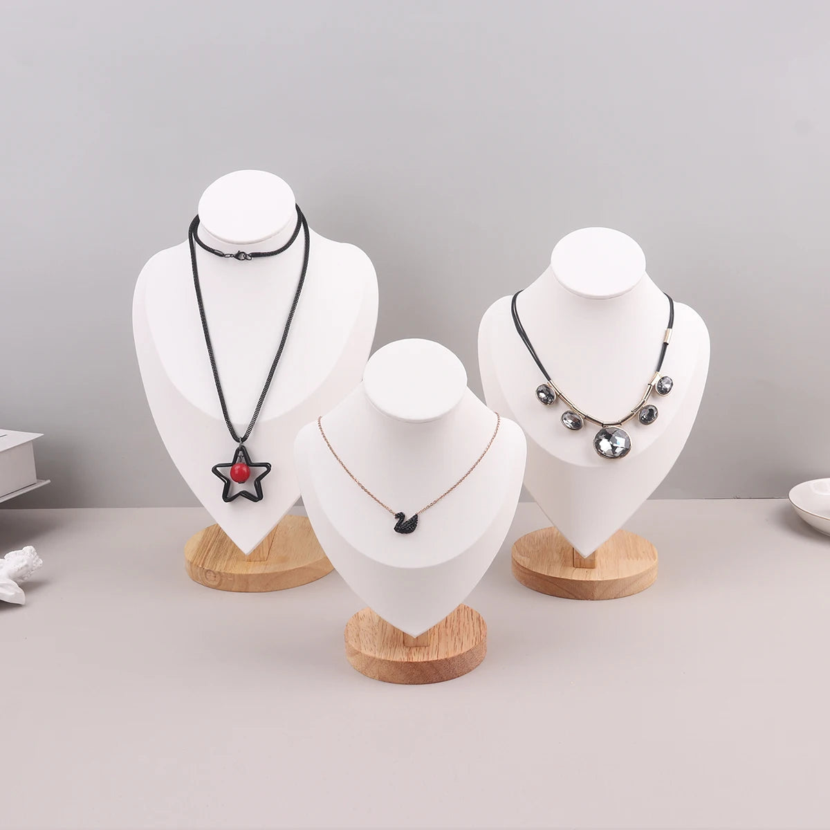 Velvet Portrait Necklace Display Pendant Organizer Jewelry Display Stand Jewelry Mannequin Bust Necklace Pendant Window Display - Oria Jewel