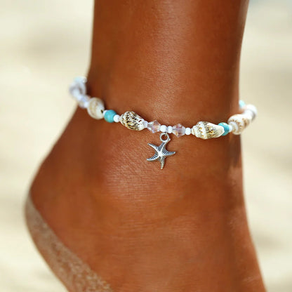 Bohemian Shell &amp; Starfish Anklet – Handmade Beach Jewelry for Women - Oria Jewel