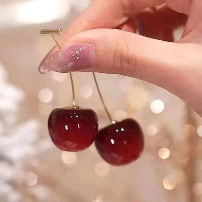 Cute Cherry Fruit Acrylic Earrings Fashionable Resin Cherry Earrings For Women Kpop Jewelry Trendy Accessories - Oria Jewel