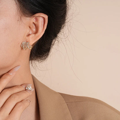 Delicate Rhinestone Stud Earrings - Oria Jewel