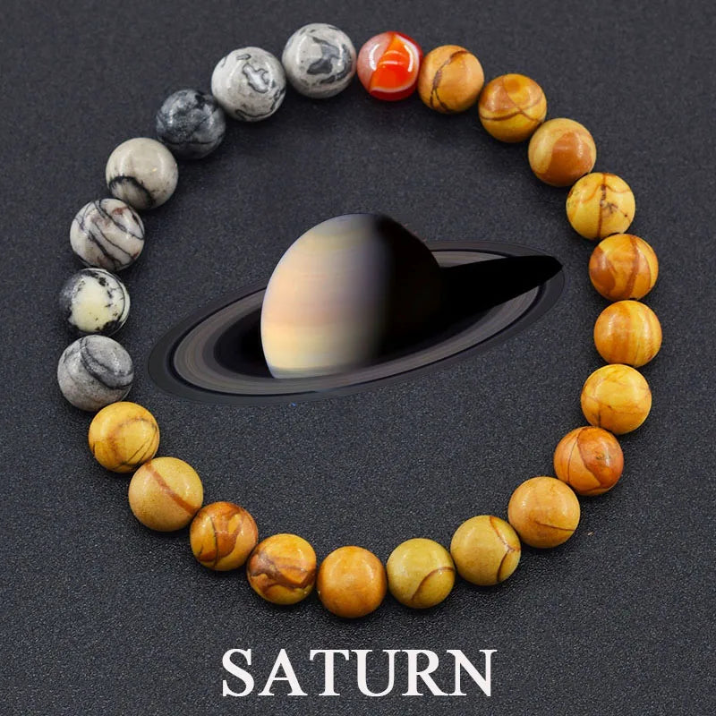 Eight Planets Bead Bracelet Men Women Natural Stone Universe Solar Syetem Earth Moon Saturn Neptune Planet Handmade Jewelry Gift - Oria Jewel
