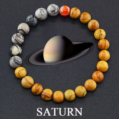 Eight Planets Bead Bracelet Men Women Natural Stone Universe Solar Syetem Earth Moon Saturn Neptune Planet Handmade Jewelry Gift - Oria Jewel