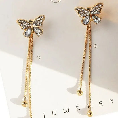 Simple Geometric Square Drop Earring For Women Korean Fashion Gold-color Line Long Tassel Dangle Earrings Party Jewelry Gift - Oria Jewel