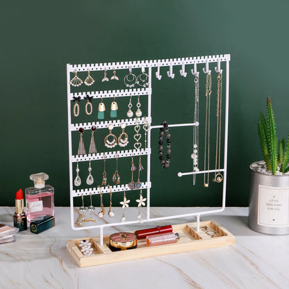 Multifunctional Earring Display Rack Necklace Ring Storage Rack Detachable Wooden Bottom Women Bracelet Watch Jewelry Rack - Oria Jewel