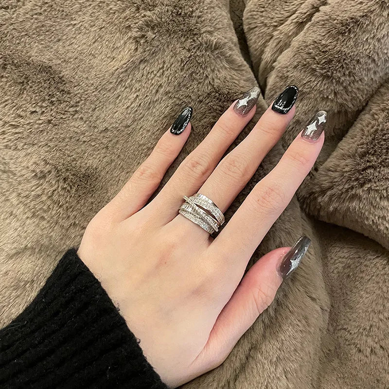 Zircon Cross Open Ring - Oria Jewel