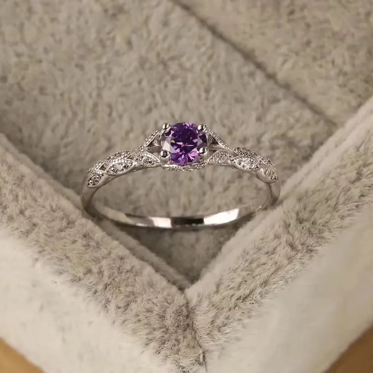 Silver Luxury Style Amethyst Zircon Women&
