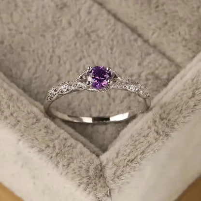 Silver Luxury Style Amethyst Zircon Women&