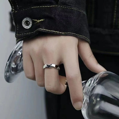 Mobius Wave Ring Silver Color Alloy Open Ring For Women Simple Retro Men Jewelry Trend Accessories - Oria Jewel