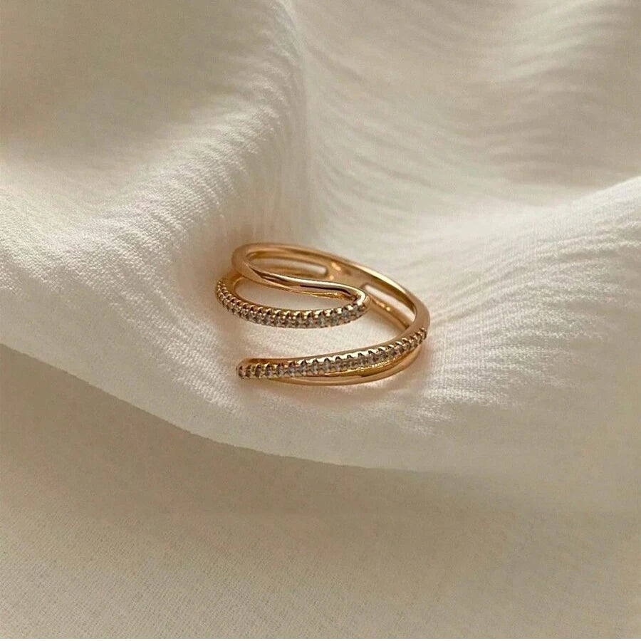 2024 Nwe Stainless Steel 18 K Gold Plated Sun Rings for Women Natural Stone Inlaid in Hollow Metal Texture Ring Trendy Jewelry - Oria Jewel