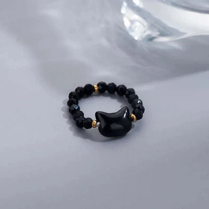 Ring beads minimalist finger toy ring cute black and white cat ring for men and women party accessories jewelry - Oria Jewel