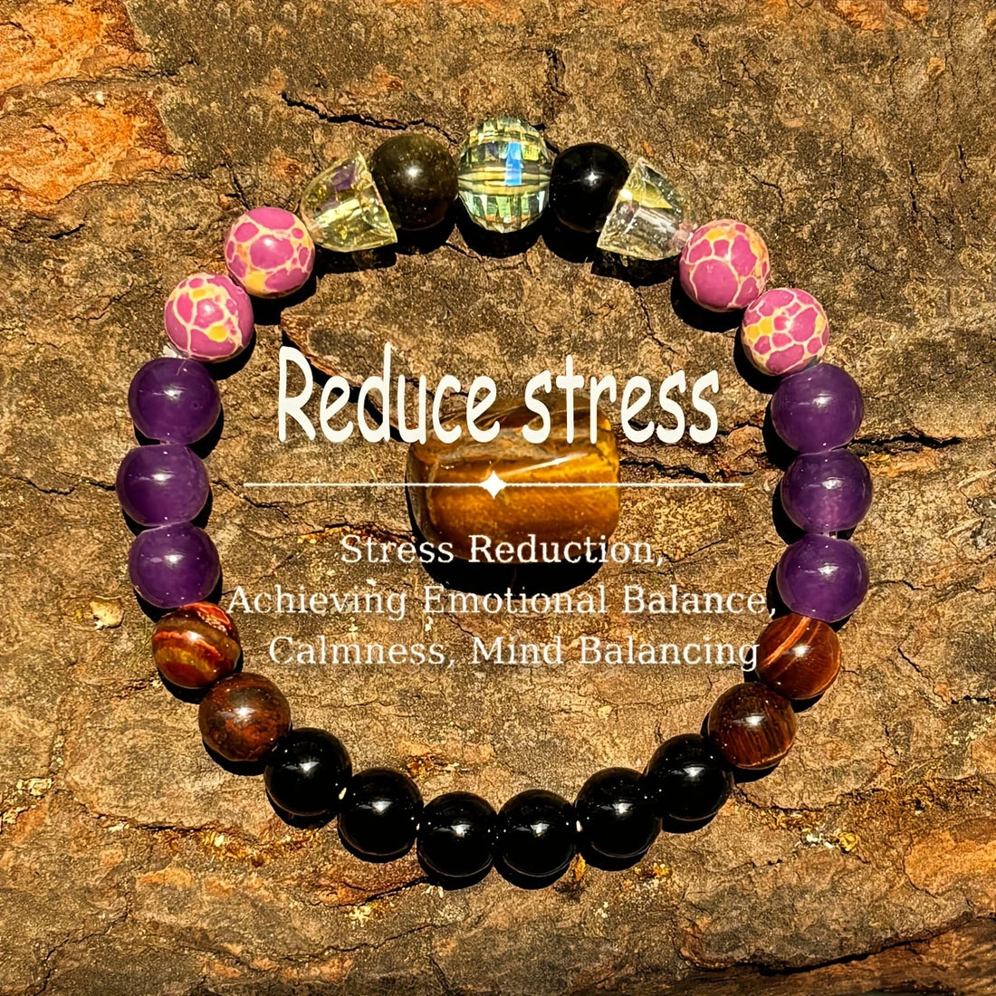 Red Tiger Eye Stone Imperial Jasper and Artificial Crystals Handmade Beaded Bracelet Men Women Homeopathic Energy Balancing Stre - Oria Jewel
