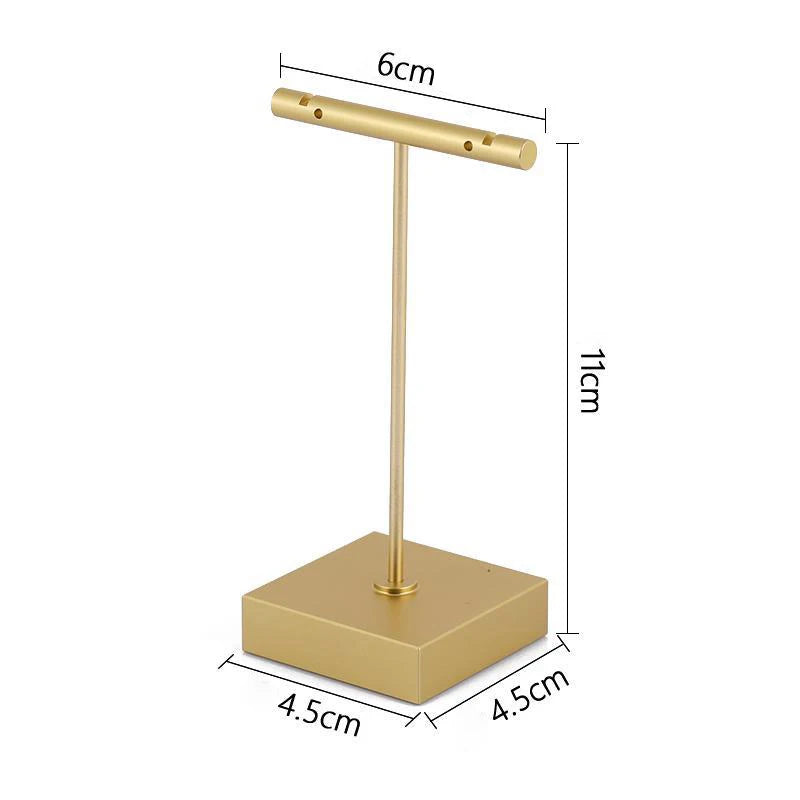 Gold Metal Hand Ring Holder Finger Jewelry Tower Earring T Bar Shelf Hanging Display Stand Ear Studs Storage Organizer Hole Rack - Oria Jewel
