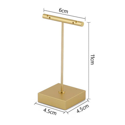 Gold Metal Hand Ring Holder Finger Jewelry Tower Earring T Bar Shelf Hanging Display Stand Ear Studs Storage Organizer Hole Rack - Oria Jewel