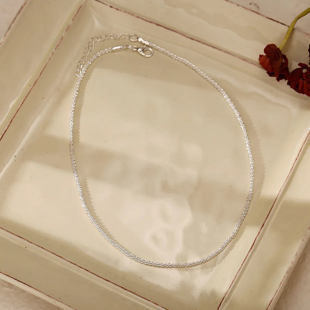 Silver Color Sparkling Necklace For Women Trendy Clavicle Chain Choker Girls Korean Wedding Party Jewelry Accessories - Oria Jewel