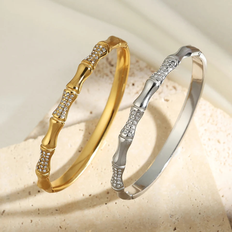 Bamboo Style Couple Bracelet - Oria Jewel