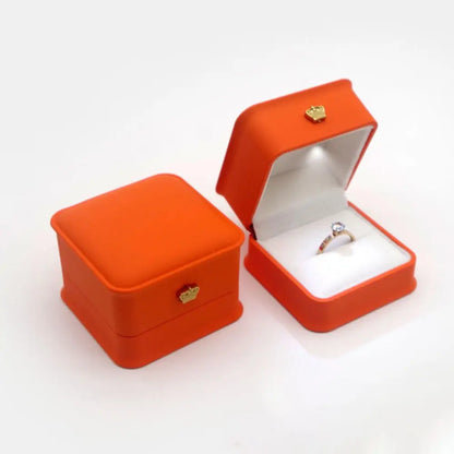 1 Pcs LED Jewelry Ring Box Luxury Velvet Rubber Necklace Pendant Gifts Display With Light For Proposal Engagement Wedding Case - Oria Jewel
