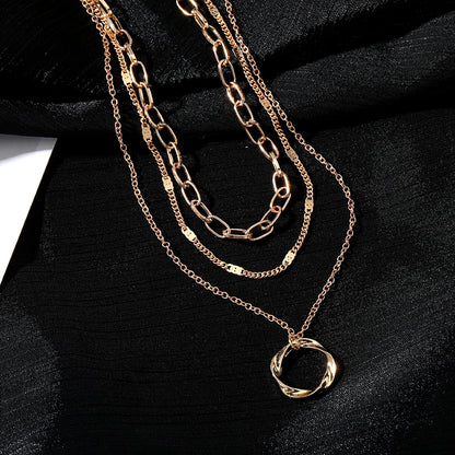 Gold Layered Pendant Necklace - Oria Jewel