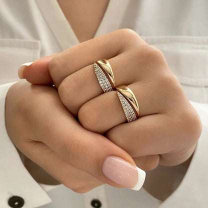 2024 Nwe Stainless Steel 18 K Gold Plated Sun Rings for Women Natural Stone Inlaid in Hollow Metal Texture Ring Trendy Jewelry - Oria Jewel