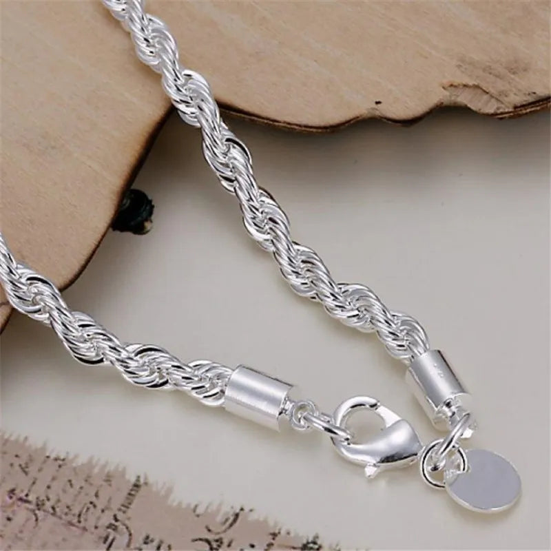 925 Sterling Silver Twisted Rope Bracelet for Men & Women - Oria Jewel