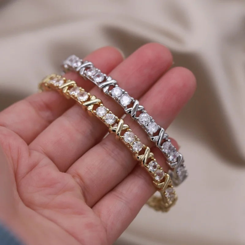 Gold X Cuff Bracelet - Oria Jewel