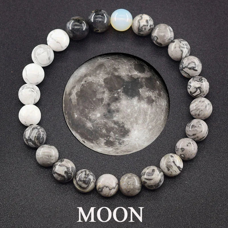 Eight Planets Bead Bracelet Men Women Natural Stone Universe Solar Syetem Earth Moon Saturn Neptune Planet Handmade Jewelry Gift - Oria Jewel
