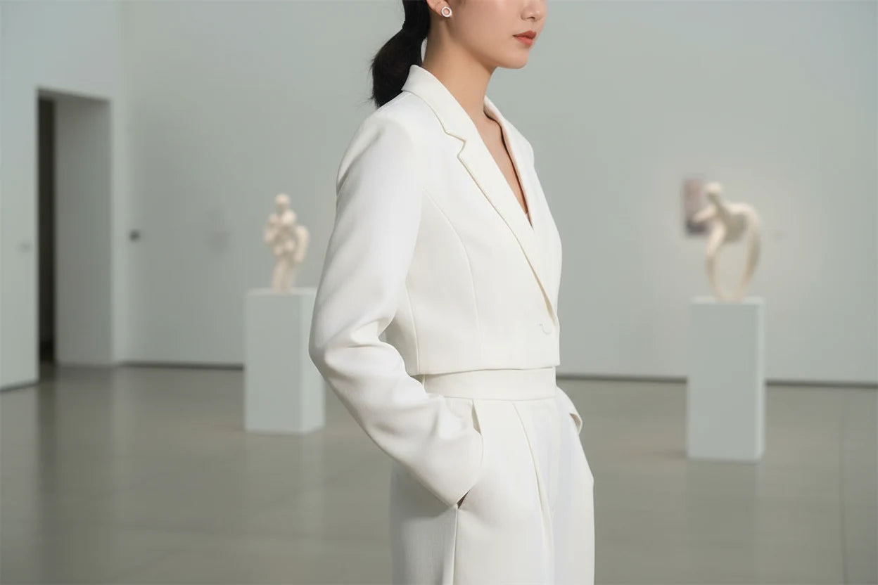 Silver Circle Stud Earrings worn on model in gallery setting | OriaJewel
