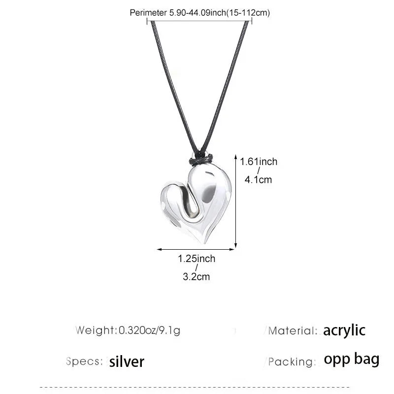 Simple Heart Pendant Necklace made of silver acrylic with dimensions and packaging details included | Oria Jewel