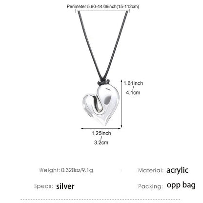 Simple Heart Pendant Necklace made of silver acrylic with dimensions and packaging details included | Oria Jewel
