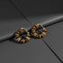 Tiger Eye Beaded Hoop Earrings on black backdrop showing bead detail | OriaJewel
