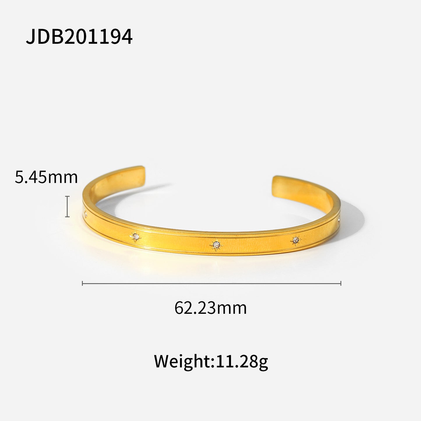 Gold-Plated Stainless Steel Bracelet with Zirconia – Elegant Jewelry - Oria Jewel