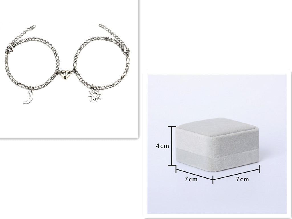 Sun &amp; Moon Magnet Couple Bracelets – Stainless Steel Jewelry Gift - Oria Jewel