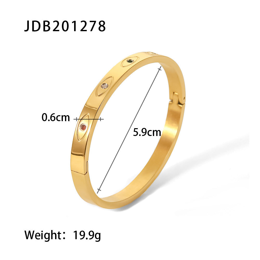 Gold-Plated Stainless Steel Bracelet with Zirconia – Elegant Jewelry - Oria Jewel