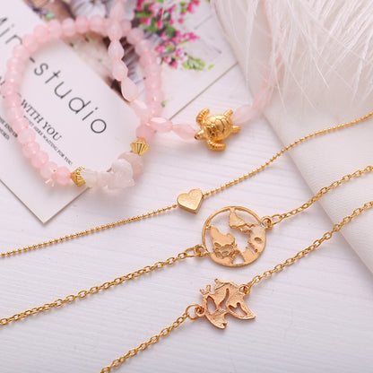 Bead Chain Bracelet &amp; Anklet Set – Stylish Jewelry for Women - Oria Jewel