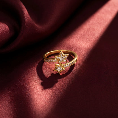 Pavé Double Star Open Ring